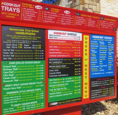 Menu photo 1 Cook Out Durham, NC