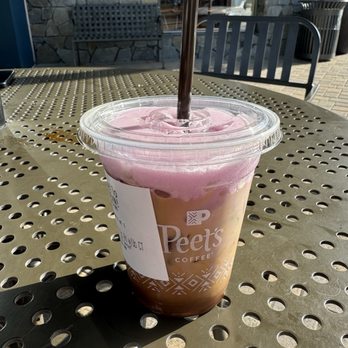 Peet's Coffee - Iced Vanilla Latte with Ube Dream Top - Coffee & Tea Near Me - Laguna Niguel, California