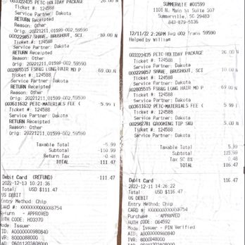 Petco - Receipt and refund receipt - Pet Stores Near Me - Summerville, South Carolina