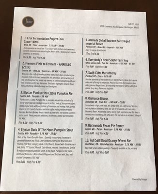 Menu photo 6 J Squared Barrel House Longview, WA