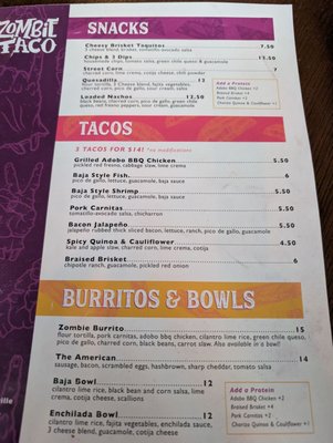 Menu photo 2 Zombie Taco Louisville, KY