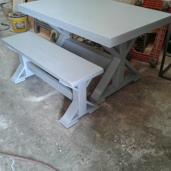 Southwest Unique Designs - Coastal gray farm table and bench (at workshop) - Home Decor Near Me - Montebello, California Southwest Unique Designs - Coastal gray farm table and bench (at workshop) - Home Decor Near Me - Montebello, California
