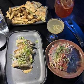 Bloom Botanical Bistro - PAN FRIED PORK GYOZA TUNA TARTARE - New American Near Me - Queens, New York