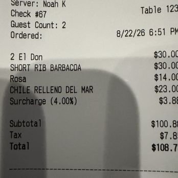 Pueblo - Note the surcharge... - Seafood Near Me - San Diego, California Pueblo - Note the surcharge... - Seafood Near Me - San Diego, California