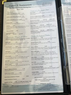Menu photo 1 Comet II Drive In & Restaurant Santa Rosa, NM