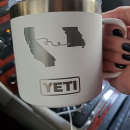 Custom engraving on Yeti mug