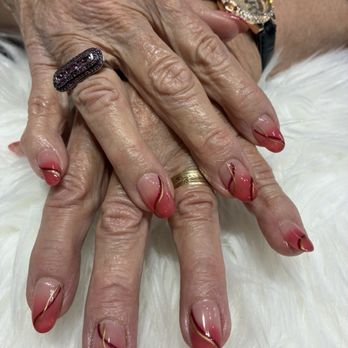 Cool Nails Wax & Lashes - Ombré nails with rose gold and burgundy swirl. - Eyelash Service Near Me - Hayden, Idaho Cool Nails Wax & Lashes - Ombré nails with rose gold and burgundy swirl. - Eyelash Service Near Me - Hayden, Idaho