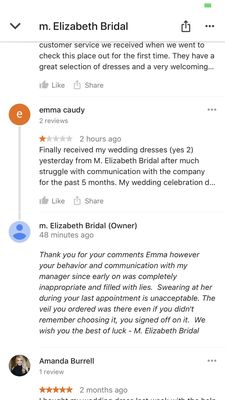 m elizabeth bridal