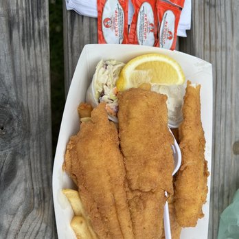 Benny's Clam Shack - Fish and chips with cole slaw and tartar sauce - Seafood Near Me - Narragansett, Rhode Island