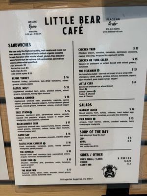 Menu photo 3 Little Bear Cafe Vail, CO