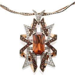 Aurum Design Jewelry - Natural cognac zircon with cinnamon and white diamond accents.