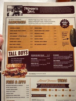 Menu photo 2 Primanti Bros. Restaurant and Bar Pittsburgh, PA Menu photo 2 Primanti Bros. Restaurant and Bar Pittsburgh, PA