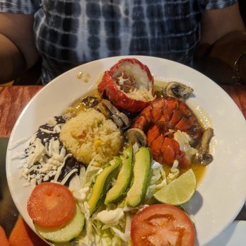 La Bamba Seafood - Lobster tails in garlic butter and mushroom sauce and rice and beans. - Seafood Near Me - Knoxville, Tennessee La Bamba Seafood - Lobster tails in garlic butter and mushroom sauce and rice and beans. - Seafood Near Me - Knoxville, Tennessee