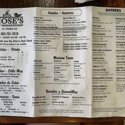 Jose's menu Jose's menu