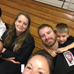 Bill Gregory's Kajukenpo Karate - Sifu Rob, Si Hing Hannah Mrs. Rowe and Mr. Rowe at a martial arts school tournament