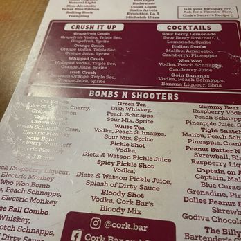 Cork Bar - Drink Menu - Bars Near Me - Ocean City, Maryland