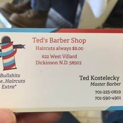 Ted's Barber Shop - His business card.