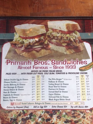 Menu photo 8 Primanti Bros. Restaurant and Bar York, PA Menu photo 8 Primanti Bros. Restaurant and Bar York, PA