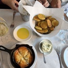 Zucchini chips w/ tzatziki, flaming cheese (special) Zucchini chips w/ tzatziki, flaming cheese (special)