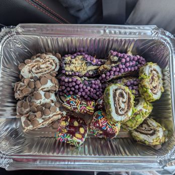 Mito's Döner Kebap - Turkish Delights - Nutella, 3 nut blackberry, pomegranate pistachio rainbow, and whipped pistachio - Mediterranean Near Me - Pomona, California
