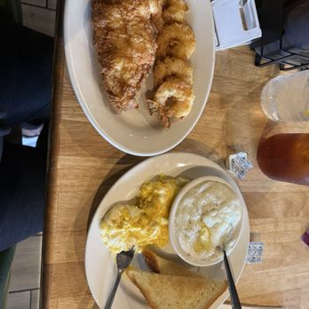 Yoolks On Us - Fried shrimp and catfish, eggs, grits and toast - Breakfast & Brunch Near Me - Portsmouth, Virginia Yoolks On Us - Fried shrimp and catfish, eggs, grits and toast - Breakfast & Brunch Near Me - Portsmouth, Virginia