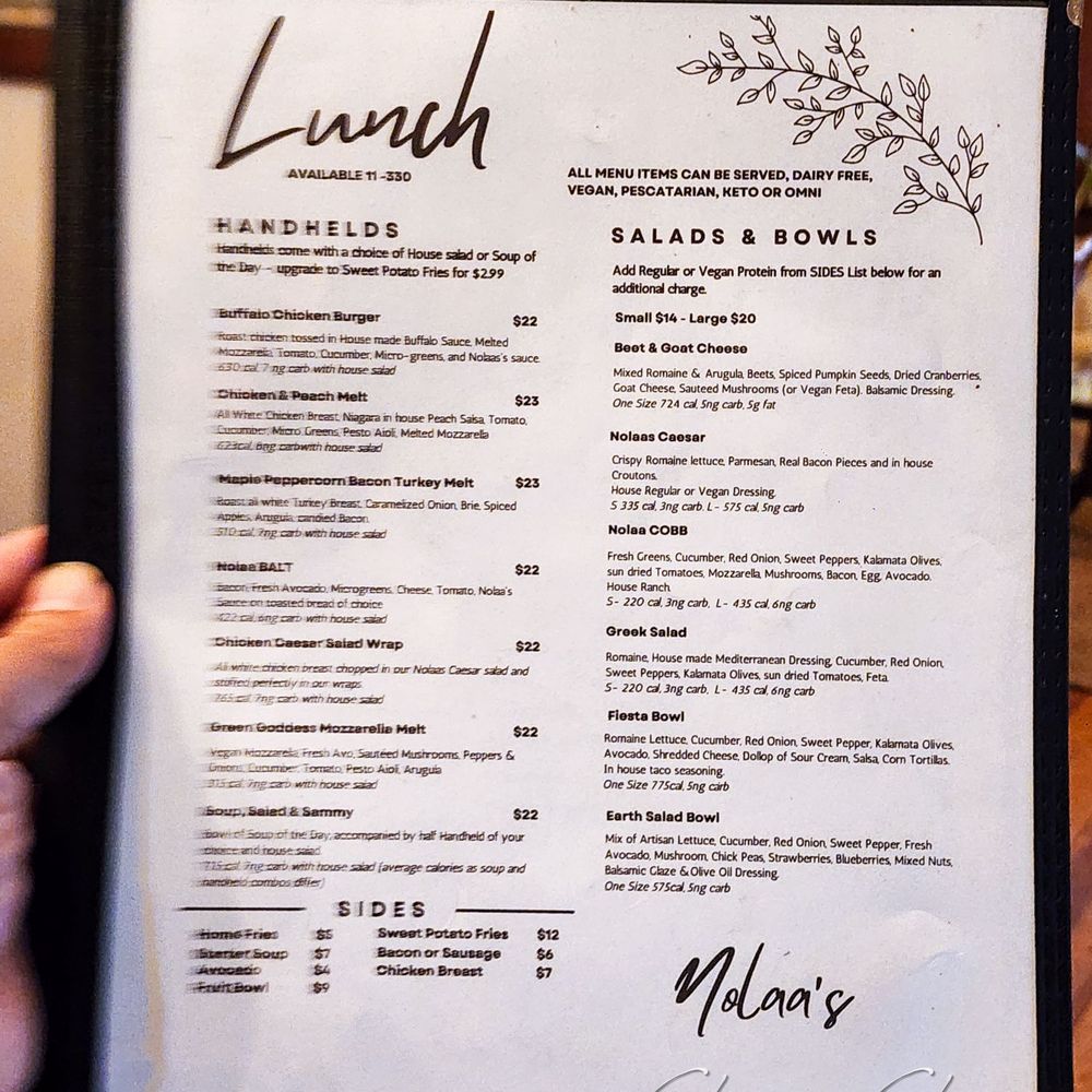 Nolaa's Bakehouse & Cafe - Menu (Nov 2024) - Cafes Near Me - St. Catharines, Ontario Nolaa's Bakehouse & Cafe - Menu (Nov 2024) - Cafes Near Me - St. Catharines, Ontario
