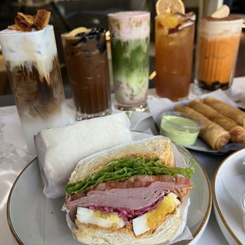 Insomnibar - Honey comb, Viet coffee w egg and coffee jelly, straw matcha (so good), peach tea, thairamisu, every drink was delish! - Coffee & Tea Near Me - San Jose, California