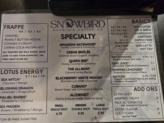 Menu photo 2 Snowbird Mountain Coffee Newport, TN Menu photo 2 Snowbird Mountain Coffee Newport, TN
