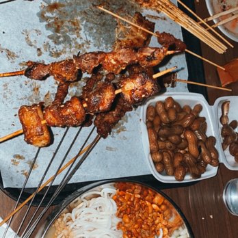 Gao's Kabob - ribs, chicken gizzard, dan dan noodles, peanuts, tofu skin, small beef, small lamb - Kebab Near Me - Houston, Texas Gao's Kabob - ribs, chicken gizzard, dan dan noodles, peanuts, tofu skin, small beef, small lamb - Kebab Near Me - Houston, Texas