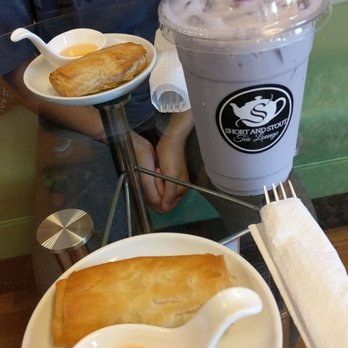Short and Stout Tea - Taro milk tea and vegetable spring rolls - Bubble Tea Near Me - Albany, New York