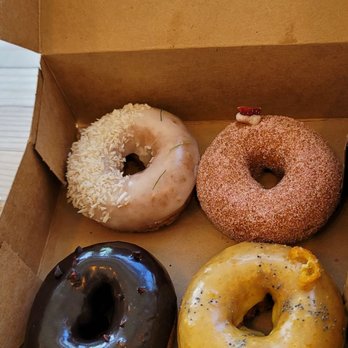Holey Grail Donuts - From top left clockwise (castaway, eternal youth, prosperity, chocolate crunch) - Donuts Near Me - Honolulu, Hawaii Holey Grail Donuts - From top left clockwise (castaway, eternal youth, prosperity, chocolate crunch) - Donuts Near Me - Honolulu, Hawaii