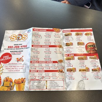 SOS Fried Chicken and Shawarma - Menu - Chicken Shop Near Me - Manchester, Connecticut