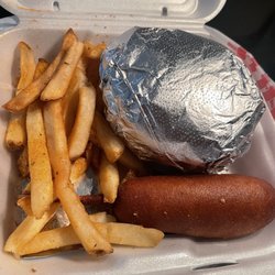 Cook Out - $9 Tray-double burger upgraded to "Cheddar Style" extra $1, with 2 sides (corn dog & cajun fries) & large drink