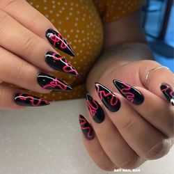 Day Nail Bar - Black Pink Swirl Nails Art at Day Nail Bar. CALL(408)591-1166 4750 Almaden Expy, San Jose, CA, 95118. Follow Us: IG @day_nailbar
