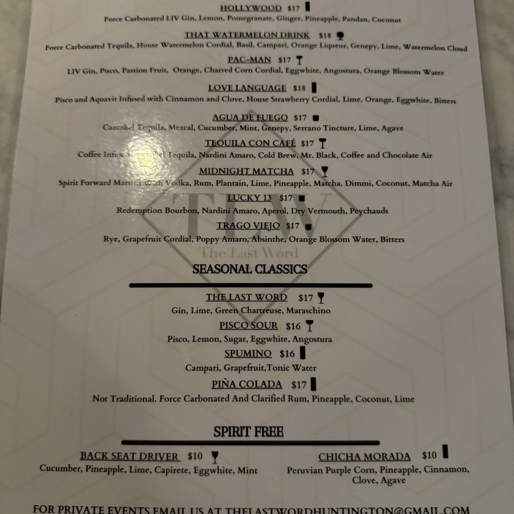 The Last Word - Cocktail Menu - Cocktail Bars Near Me - Huntington, New York The Last Word - Cocktail Menu - Cocktail Bars Near Me - Huntington, New York