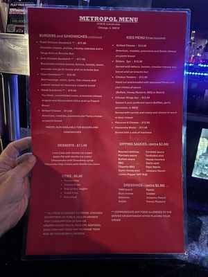 Menu photo 1 Metropol Grill And Saloon Chicago, IL