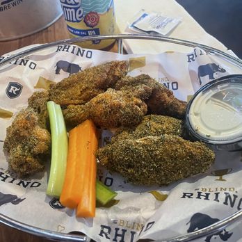 The Blind Rhino - 6 Dry Rub Traditional Wings (Old Bay+ Ranch) - Sports Bars Near Me - Milford, Connecticut The Blind Rhino - 6 Dry Rub Traditional Wings (Old Bay+ Ranch) - Sports Bars Near Me - Milford, Connecticut