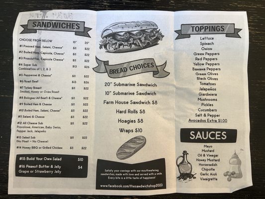 Menu photo 2 The Sandwich Shop Sparta, WI Menu photo 2 The Sandwich Shop Sparta, WI