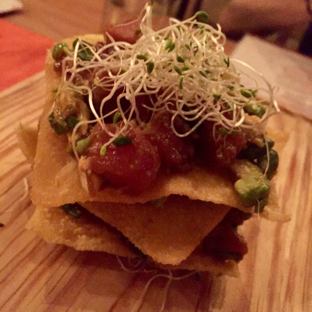 Restaurant Piedra Escondida - Tuna nachos - best appetizer, so so fresh - Seafood Near Me - Tulum, ROO Restaurant Piedra Escondida - Tuna nachos - best appetizer, so so fresh - Seafood Near Me - Tulum, ROO