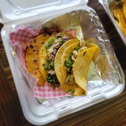 Caliente Taqueria - 1 birria, 1 carne asada, 1 chicken tacos