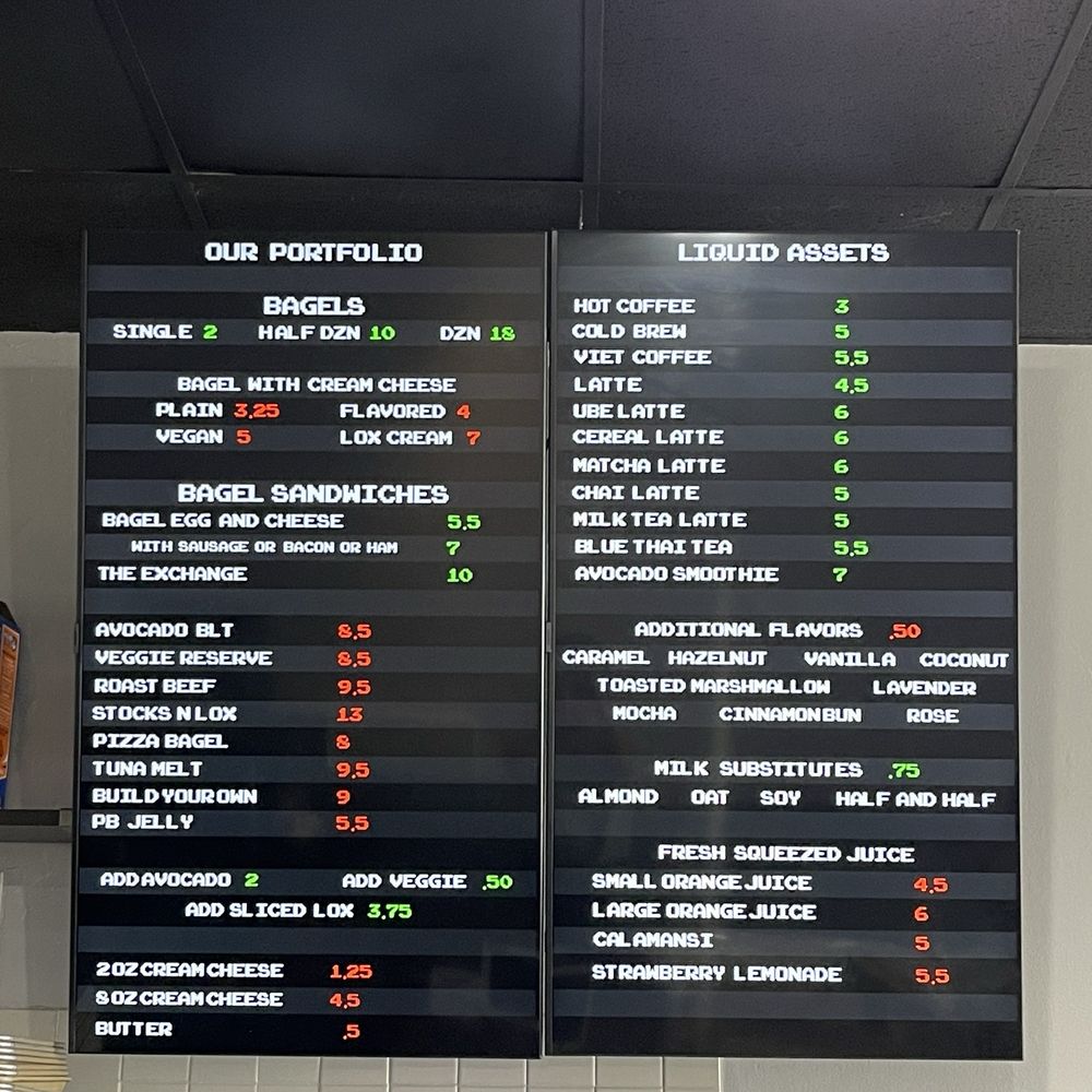 Bagel Exchange - Menu as of 8/9/2024 - Coffee & Tea Near Me - Alhambra, California