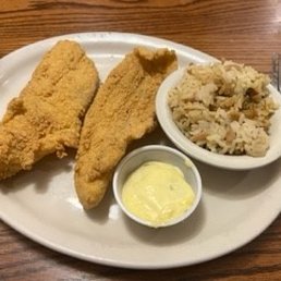 Catfish with rice pilaf.