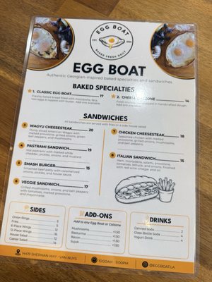 Menu photo 1 Egg Boat San Fernando Valley, CA Menu photo 1 Egg Boat San Fernando Valley, CA