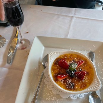 Aurora Sausalito - Dessert wine and Crème brûlée - Italian Near Me - Sausalito, California Aurora Sausalito - Dessert wine and Crème brûlée - Italian Near Me - Sausalito, California