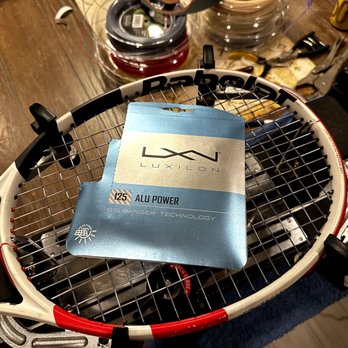 247 Tennis - Pure Strike 98 with Luxilon ALU Power 16L string, 52.5 tension - Tennis Near Me 247 Tennis - Pure Strike 98 with Luxilon ALU Power 16L string, 52.5 tension - Tennis Near Me