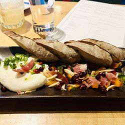 Five Eleven - BURRATA - Prosciutto, persimmon, almonds, basil, evoo, Murray River flake salt