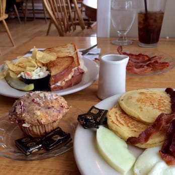 Mae's Cafe & Bakery - The New Yorker Reuben & the Morse's Mountain, and raspberry almond muffin.  Very good! No complaints. - Breakfast & Brunch Near Me - Bath, Maine