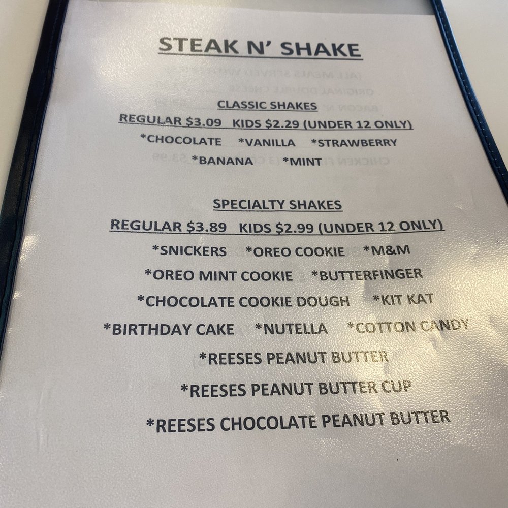 Steak ’n Shake - menu - Burgers Near Me - Greenville, South Carolina Steak ’n Shake - menu - Burgers Near Me - Greenville, South Carolina
