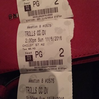 AMC Weston 8 - First time I have had electronic tickets only to have paper tickets printed as well - Cinema Near Me - Sunrise, Florida AMC Weston 8 - First time I have had electronic tickets only to have paper tickets printed as well - Cinema Near Me - Sunrise, Florida