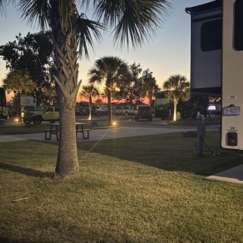 Barefoot RV Resort - Sunset across the campground. - RV Parks Near Me - North Myrtle Beach, South Carolina